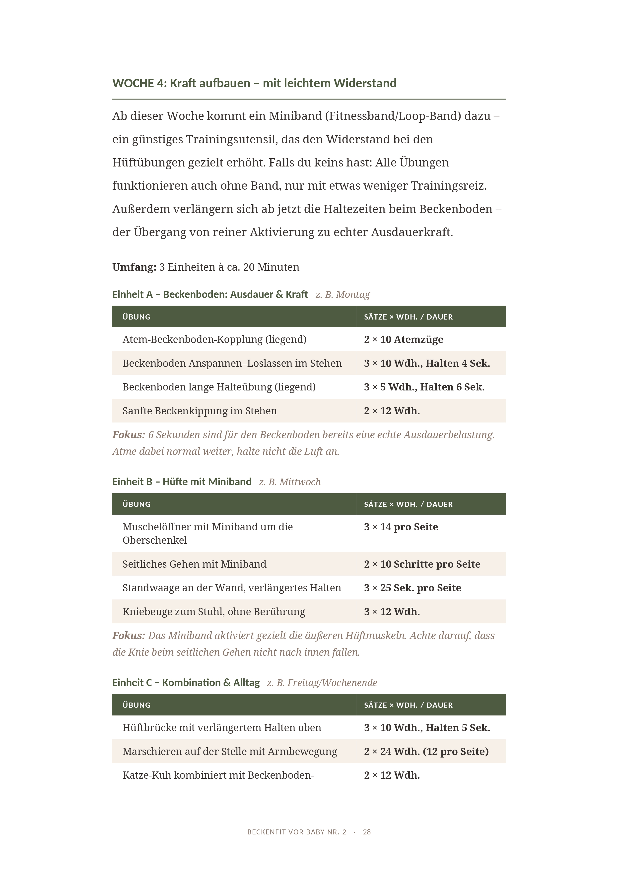 Trainingsplan-Seite vergrößert